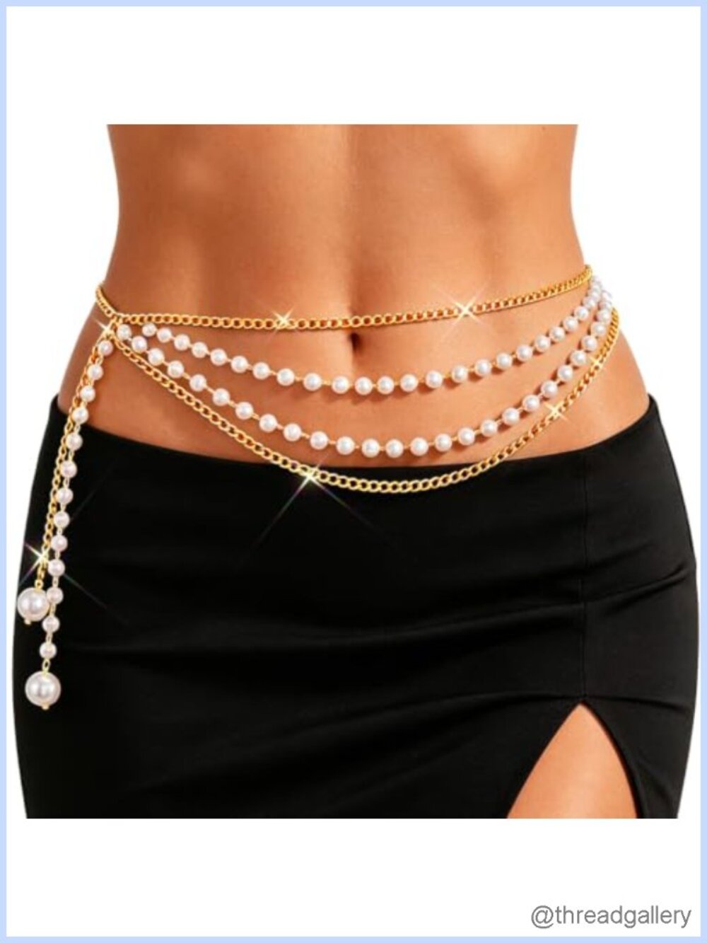 Pearl Waist Chain Belt Alloy Plastic Flexible Body Chain